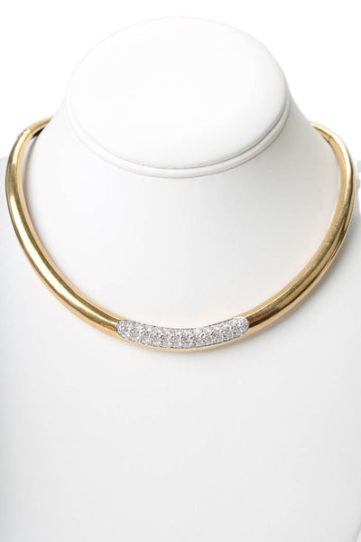 Designer Vintage 18k Solid Gold Diamond Necklace Tapered Collar Choker 79g