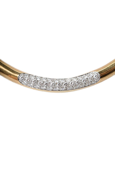 Designer Vintage 18k Solid Gold Diamond Necklace Tapered Collar Choker 79g