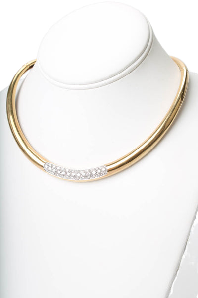 Designer Vintage 18k Solid Gold Diamond Necklace Tapered Collar Choker 79g