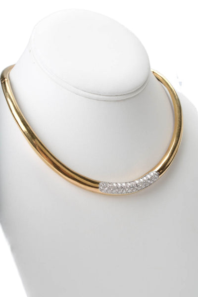 Designer Vintage 18k Solid Gold Diamond Necklace Tapered Collar Choker 79g