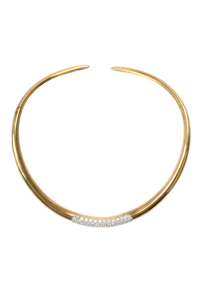 Designer Vintage 18k Solid Gold Diamond Necklace Tapered Collar Choker 79g