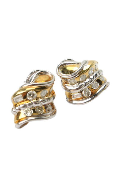 Designer Women Vintage 14k White Yellow Gold 2.80cts Natural Diamond Earring 21g