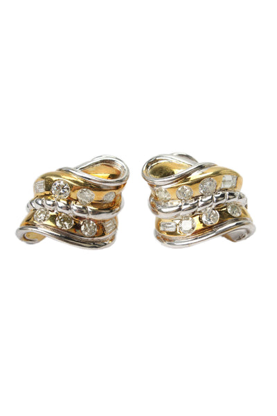 Designer Women Vintage 14k White Yellow Gold 2.80cts Natural Diamond Earring 21g