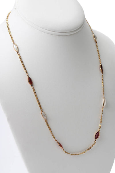 Balestra Womens Vintage 18K Y Gold Multigemstone Necklace 20.5" 9.7g