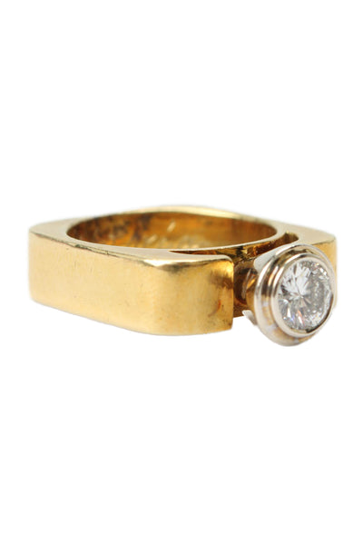 Designer Womens 18K Y Gold + 14K W Gold Diamond Ring Sz 6.5 16g