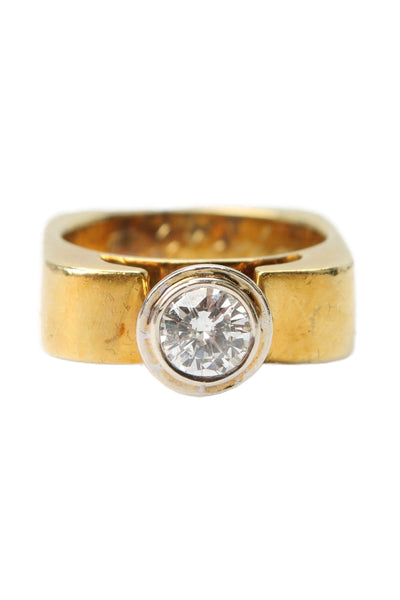 Designer Womens 18K Y Gold + 14K W Gold Diamond Ring Sz 6.5 16g