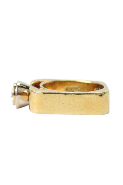 Designer Womens 18K Y Gold + 14K W Gold Diamond Ring Sz 6.5 16g
