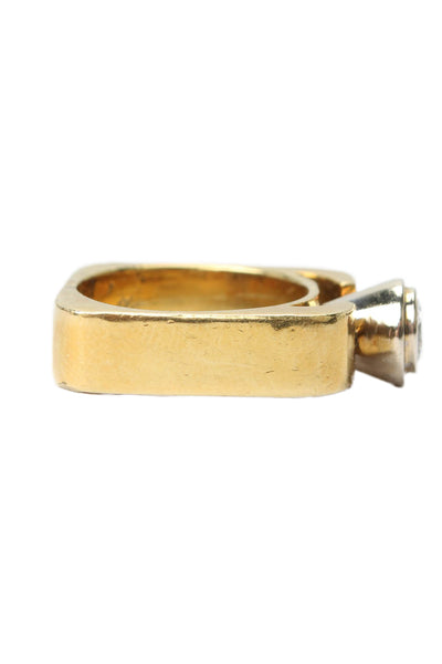 Designer Womens 18K Y Gold + 14K W Gold Diamond Ring Sz 6.5 16g