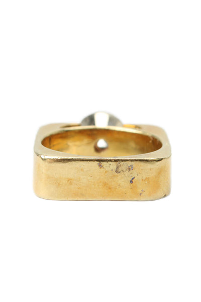 Designer Womens 18K Y Gold + 14K W Gold Diamond Ring Sz 6.5 16g