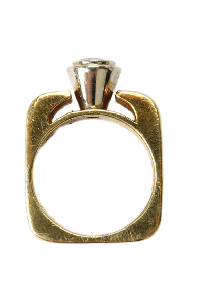 Designer Womens 18K Y Gold + 14K W Gold Diamond Ring Sz 6.5 16g