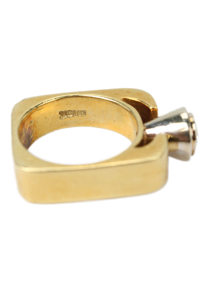Designer Womens 18K Y Gold + 14K W Gold Diamond Ring Sz 6.5 16g