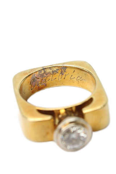 Designer Womens 18K Y Gold + 14K W Gold Diamond Ring Sz 6.5 16g