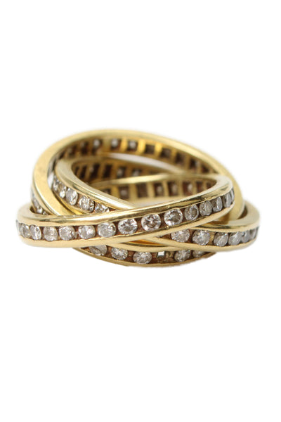 Designer Womens 18K Y Gold Diamond Eternity Triple Rolling Ring Sz 6 8.4g