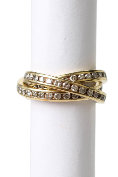 Designer Womens 18K Y Gold Diamond Eternity Triple Rolling Ring Sz 6 8.4g