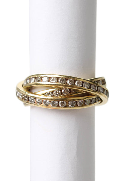Designer Womens 18K Y Gold Diamond Eternity Triple Rolling Ring Sz 6 8.4g