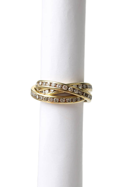 Designer Womens 18K Y Gold Diamond Eternity Triple Rolling Ring Sz 6 8.4g