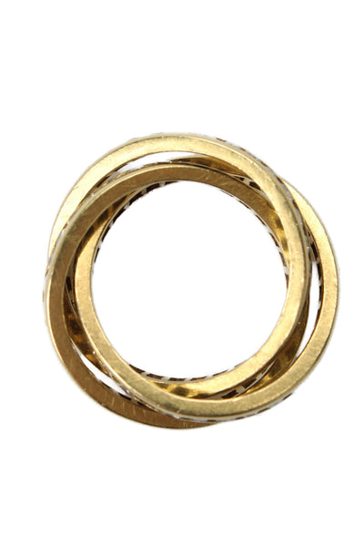 Designer Womens 18K Y Gold Diamond Eternity Triple Rolling Ring Sz 6 8.4g