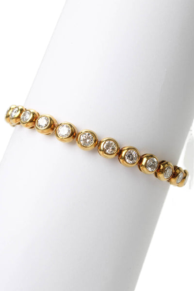 GIA Womens Natural Diamond Tennis Bracelet 18K Yellow Gold 5.5cts 27g
