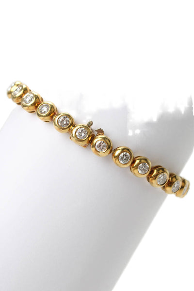 GIA Womens Natural Diamond Tennis Bracelet 18K Yellow Gold 5.5cts 27g