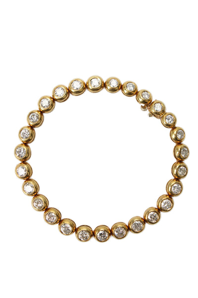 GIA Womens Natural Diamond Tennis Bracelet 18K Yellow Gold 5.5cts 27g