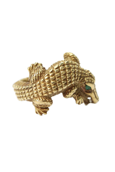 Barry Kieselstein-Cord Womens18K Yellow Gold Alligator Emerald Ring Sz 6.5 - 16g