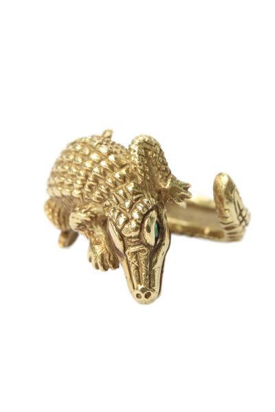 Barry Kieselstein-Cord Womens18K Yellow Gold Alligator Emerald Ring Sz 6.5 - 16g
