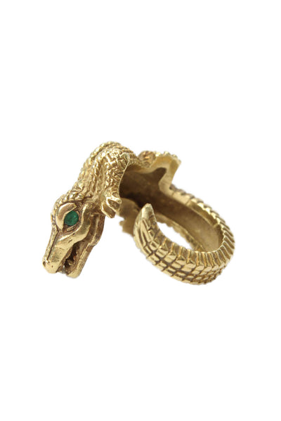Barry Kieselstein-Cord Womens18K Yellow Gold Alligator Emerald Ring Sz 6.5 - 16g