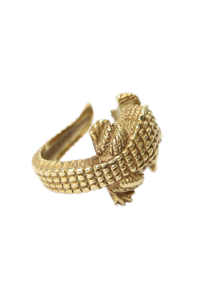 Barry Kieselstein-Cord Womens18K Yellow Gold Alligator Emerald Ring Sz 6.5 - 16g
