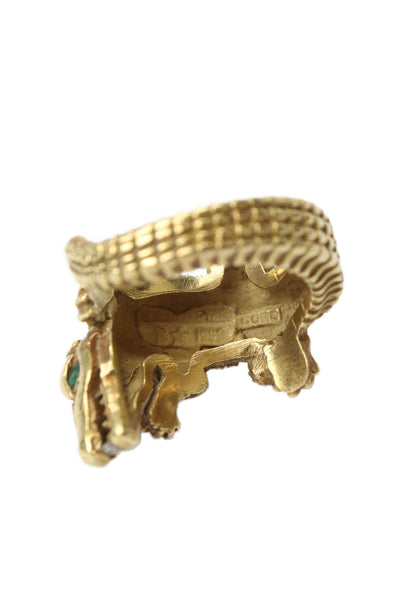 Barry Kieselstein-Cord Womens18K Yellow Gold Alligator Emerald Ring Sz 6.5 - 16g