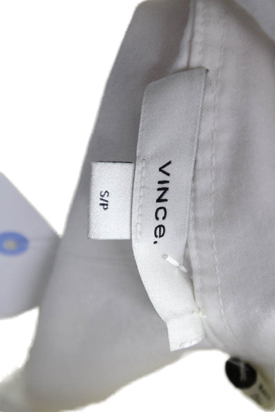 Vince Women White Collared Button-Up Long Sleeve Cotton Silk Top Size S