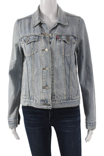 Levi's Womens Basic Jacket Blue Cotton Long Sleeve Button Size S