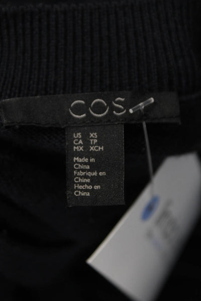 COS Women Sweater Dress Black Wool Crew Neck Long Sleeve Size XS