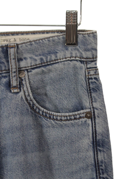 Rag & Bone Womens Wide Leg Jeans Blue High Rise Button 28in Inseam Size 24