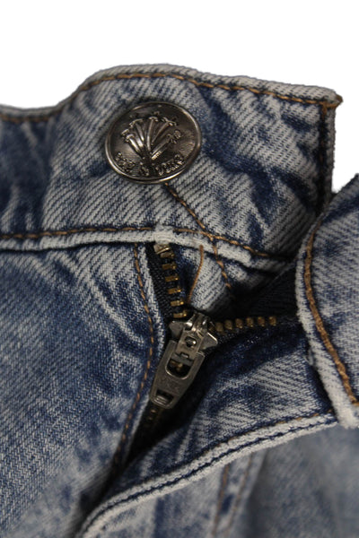 Rag & Bone Womens Wide Leg Jeans Blue High Rise Button 28in Inseam Size 24