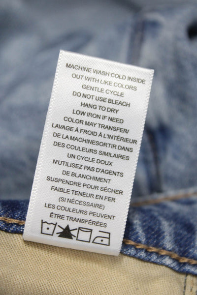 Rag & Bone Womens Wide Leg Jeans Blue High Rise Button 28in Inseam Size 24