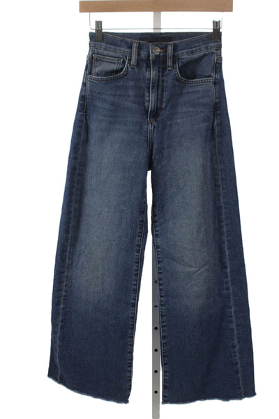 Joes Womens Wide-Leg Jeans Blue High Rise Cotton Blend Button Size 24