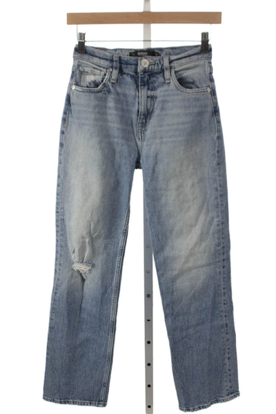 Hudson Women Straight Jeans Blue Cotton High Rise Size 24