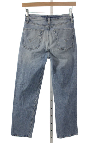 Hudson Women Straight Jeans Blue Cotton High Rise Size 24