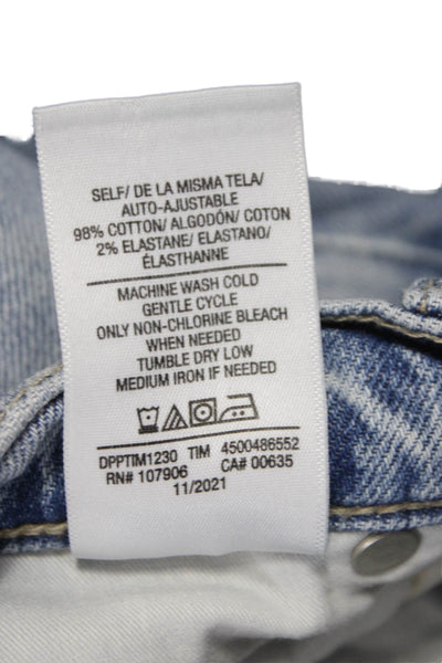 Hudson Women Straight Jeans Blue Cotton High Rise Size 24