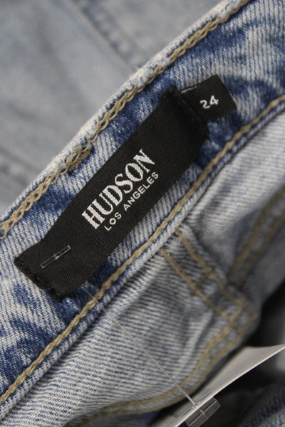 Hudson Women Straight Jeans Blue Cotton High Rise Size 24