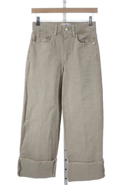 Paige Women Ankle Jeans Beige High Rise Button Cotton Size 25