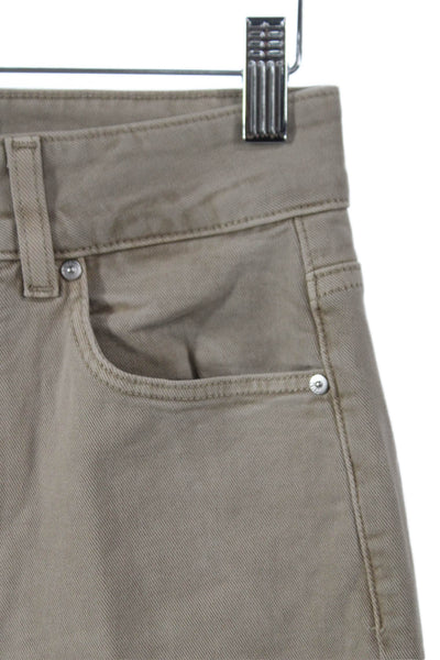 Paige Women Ankle Jeans Beige High Rise Button Cotton Size 25