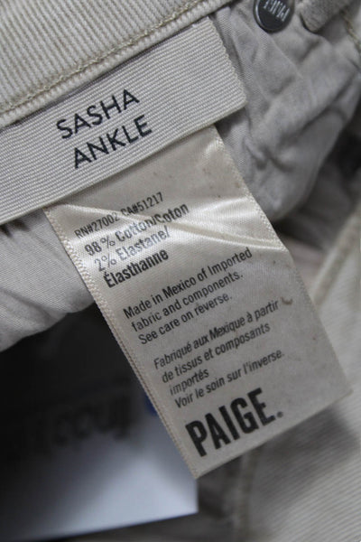 Paige Women Ankle Jeans Beige High Rise Button Cotton Size 25