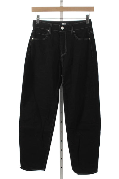 Paige Women Wide Leg Jeans Black High Rise Cotton Inseam 28 Size 24