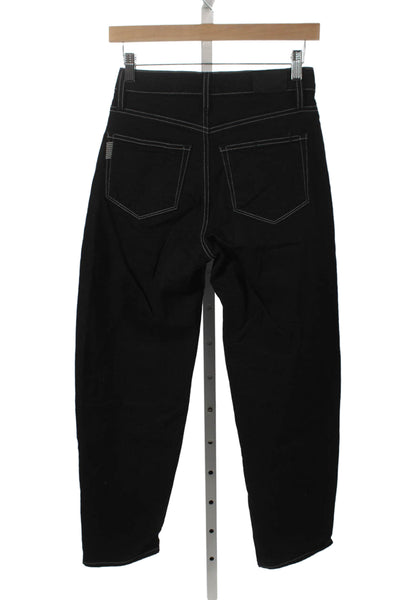 Paige Women Wide Leg Jeans Black High Rise Cotton Inseam 28 Size 24