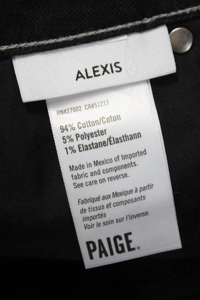 Paige Women Wide Leg Jeans Black High Rise Cotton Inseam 28 Size 24