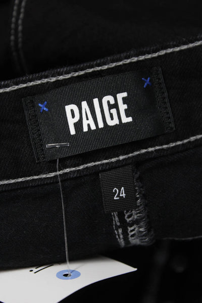 Paige Women Wide Leg Jeans Black High Rise Cotton Inseam 28 Size 24