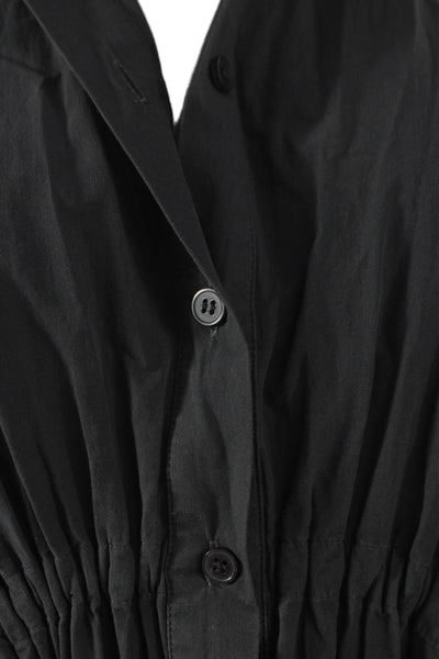 Zara Women Shirt Dress Black Cotton Collared Button Long Sleeve Mid Calf Size S