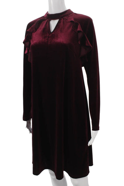 True Decadence Womens Shift Dress Red Long Sleeve High Neck Knee Length Size S