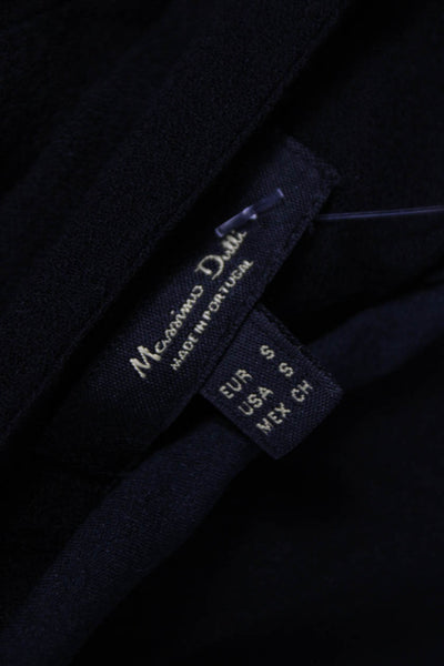 Massimo Dutti Women Black Wrap Dress Long Sleeve V Neck Knee Length Size S
